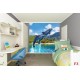 Photo mural jumping dolphins amid mountain views Photo mural jumping dolphins amid mountain views