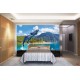 Photo mural jumping dolphins amid mountain views Photo mural jumping dolphins amid mountain views