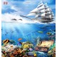 Wall mural 3D model with seabed fish and ship Wall mural 3D model with seabed fish and ship