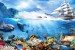 Wall mural 3D model with seabed fish and ship