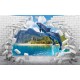 Photo mural jumping dolphins and broken brick wall Photo mural jumping dolphins and broken brick wall