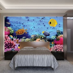Wallpapers mural sea bottom with many fishes 3d effect Wallpapers mural sea bottom with many fishes 3d effect
