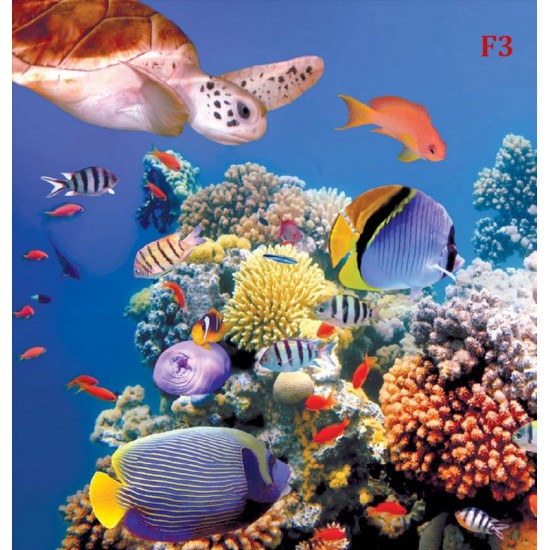 Wallpapers mural sea bottom with fishes and a turtle Wallpapers mural sea bottom with fishes and a turtle