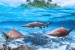 Wallpapers mural three sharks and a view with a small island