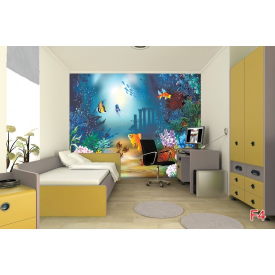 Wallpapers mural painted fishes in seabed Wallpapers mural painted fishes in seabed