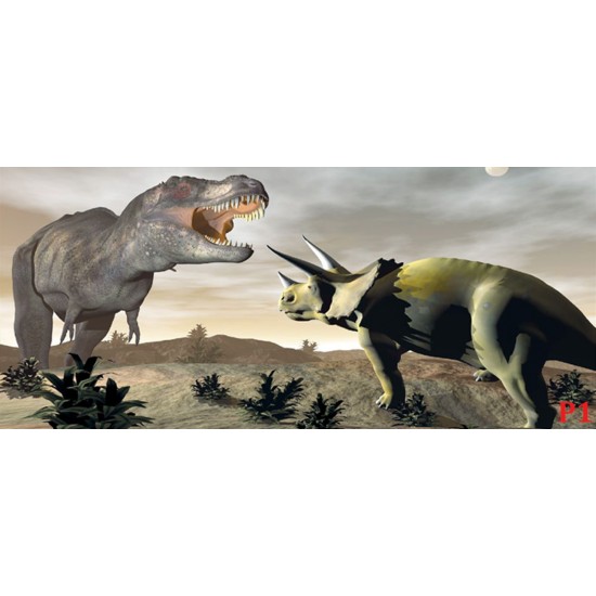 Wall murals Dinosaurs on a gray background and moon