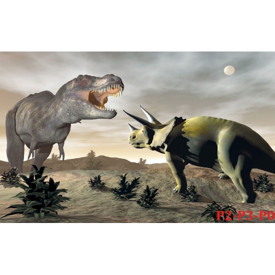 Wall murals Dinosaurs on a gray background and moon