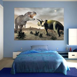 Wall murals Dinosaurs on a gray background and moon Wall murals Dinosaurs on a gray background and moon
