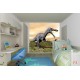Wall mural dinosaurs beige background midst cliffs Wall mural dinosaurs beige background midst cliffs