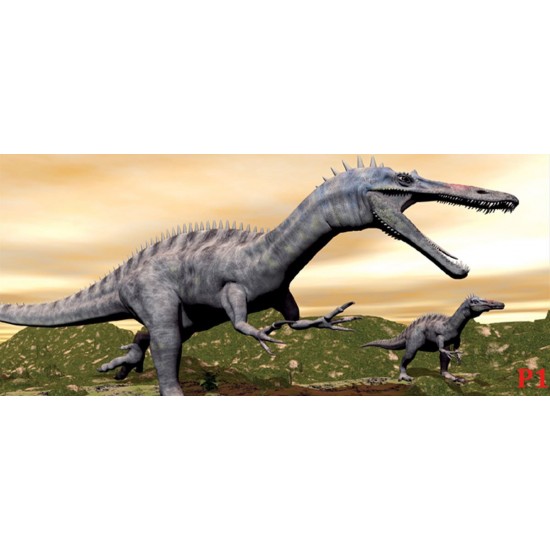 Wall mural dinosaurs beige background midst cliffs Wall mural dinosaurs beige background midst cliffs