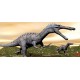 Wall mural dinosaurs beige background midst cliffs Wall mural dinosaurs beige background midst cliffs