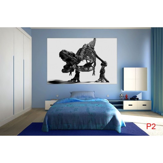 Wallpapers mural black dinosaur skeleton