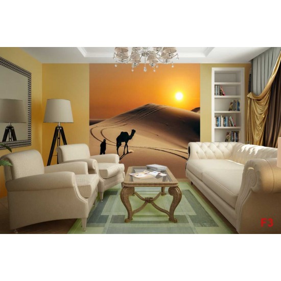 Wall mural orange wilderness views and camel