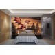 Wall murals 3D red dragon on background mystical castle