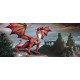 Wall murals 3D red dragon on background mystical castle
