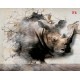 Wall murals 3D broken wall plaster with rhino