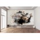 Wall murals 3D broken wall plaster with rhino