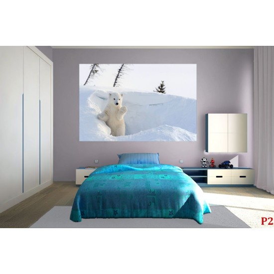 Wall murals white bear in the snow