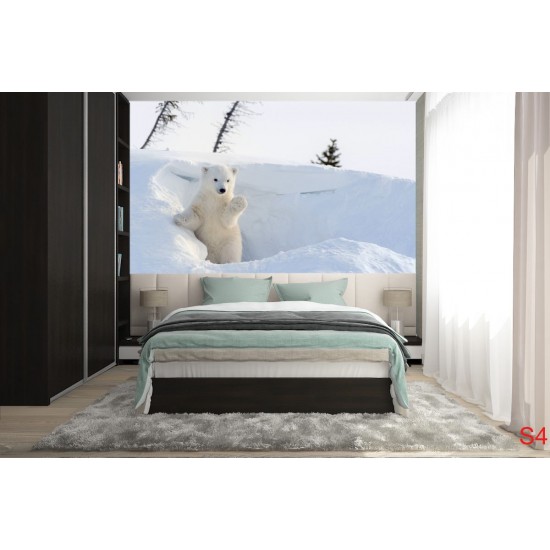 Wall murals white bear in the snow