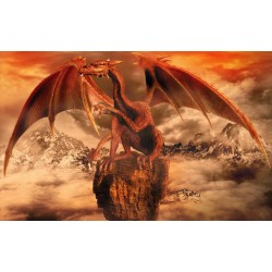 Wall mural red dragon in mountain background Wall mural red dragon in mountain background