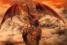 Wall mural red dragon in mountain background