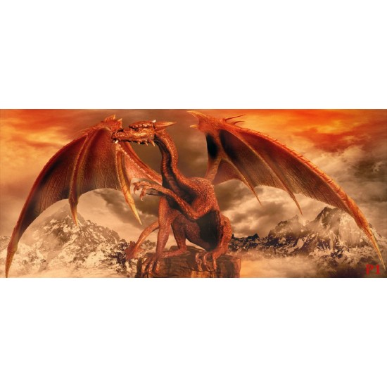 Wall mural red dragon in mountain background Wall mural red dragon in mountain background