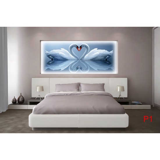 Photo mural swan couple in mirror view in 2 colors