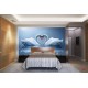 Photo mural swan couple in mirror view in 2 colors