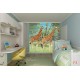 Wall mural couple giraffe on painted background Wall mural couple giraffe on painted background