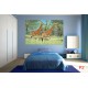 Wall mural couple giraffe on painted background Wall mural couple giraffe on painted background