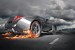 Wallpapers mural grey sports car in flames