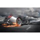 Wallpapers mural grey sports car in flames Wallpapers mural grey sports car in flames