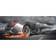 Wallpapers mural grey sports car in flames Wallpapers mural grey sports car in flames