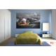 Wallpapers mural grey sports car in flames Wallpapers mural grey sports car in flames