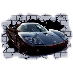 Wallpapers black sport car through a brick wall Wallpapers black sport car through a brick wall