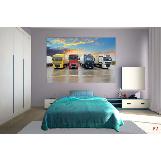Wallpapers mural TIR trucks stacked