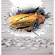 Wallpapers car broken in brick wall in 2 variants Wallpapers car broken in brick wall in 2 variants