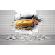 Wallpapers car broken in brick wall in 2 variants Wallpapers car broken in brick wall in 2 variants