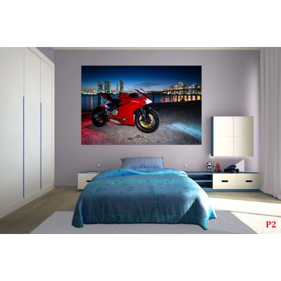 Wall mural red  motor city night view background