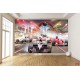 Wall mural 3d collage with rally cars and skyscrapers