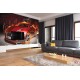 Wallpapers mural red sports car in flames Wallpapers mural red sports car in flames