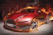 Wallpapers mural red sports car in flames