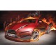 Wallpapers mural red sports car in flames Wallpapers mural red sports car in flames