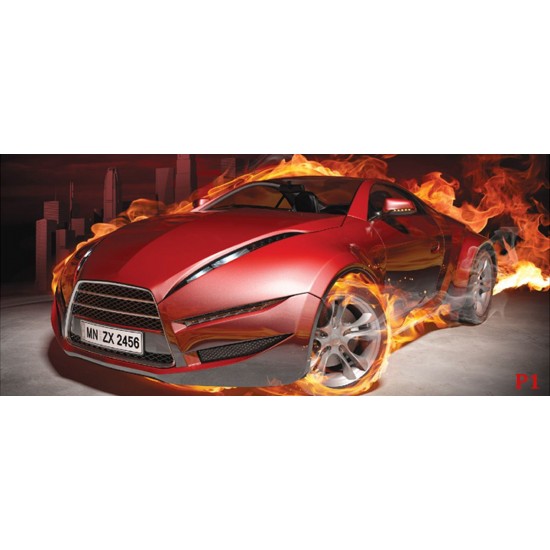 Wallpapers mural red sports car in flames Wallpapers mural red sports car in flames