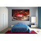 Wallpapers mural red sports car in flames Wallpapers mural red sports car in flames