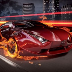 Wallpapers mural sports car in flames