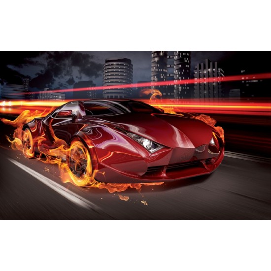 Wallpapers mural sports car in flames Wallpapers mural sports car in flames