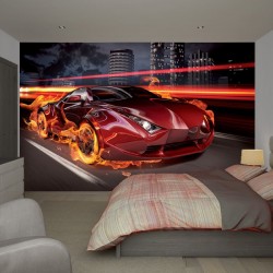 Wallpapers mural sports car in flames