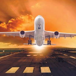 Wallpapers mural plane on orange sky background