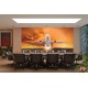 Wallpapers mural plane on orange sky background